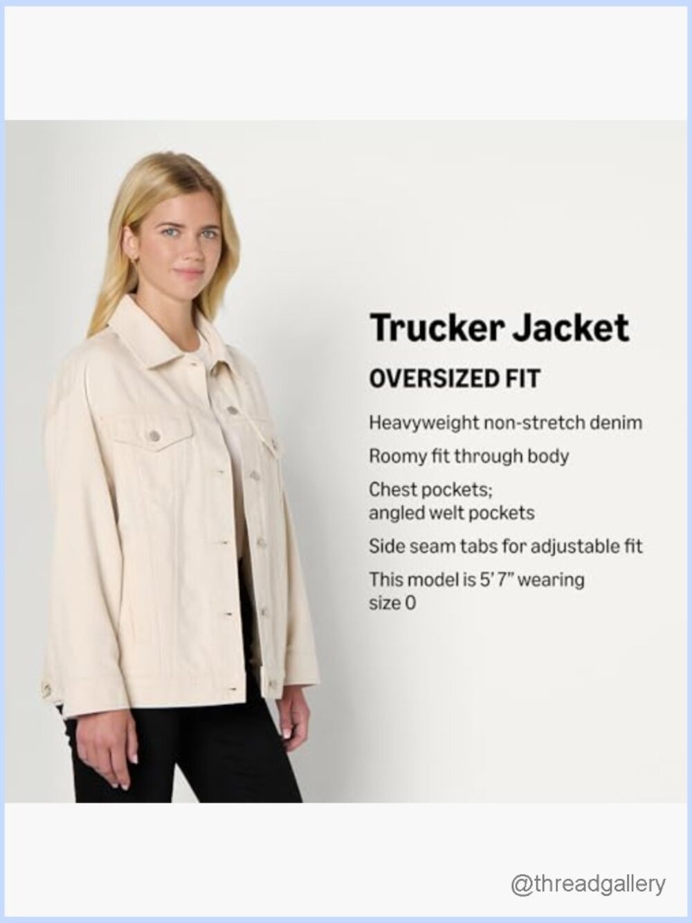Rigid Denim Trucker Jacket, Heavyweight, Oversized Fit - Picture 4 of 7
